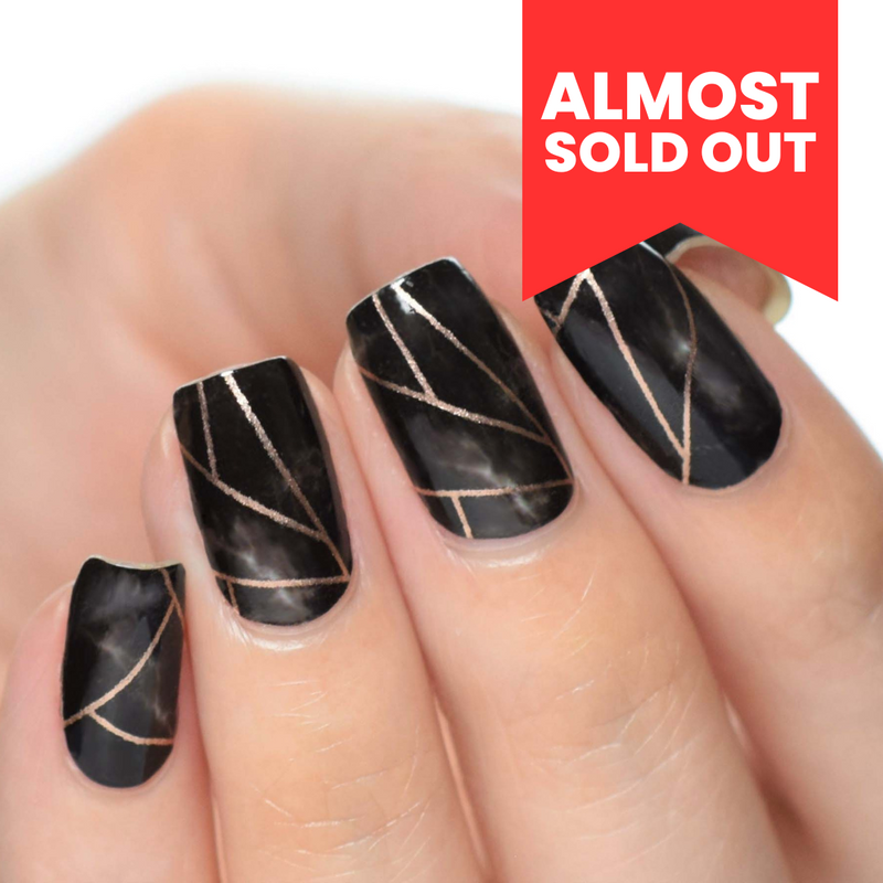 Nail Polish Stickers Black Marble