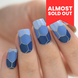 Nail Polish Stickers Geometric Blue & Gold