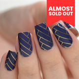 Nail Polish Stickers Geometric Indigo & Gold