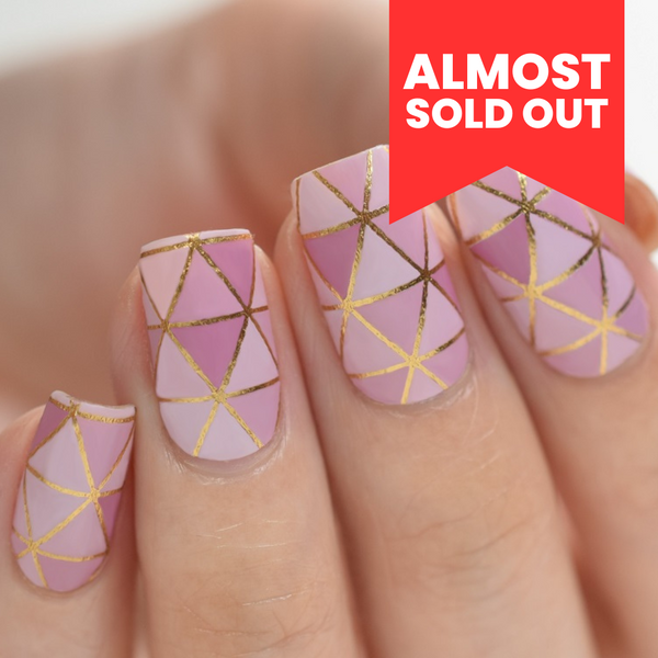 Nail Polish Stickers Geometric Pink & Gold