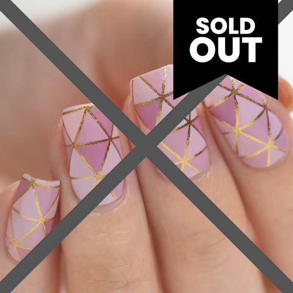 Nail Polish Stickers Geometric Pink & Gold