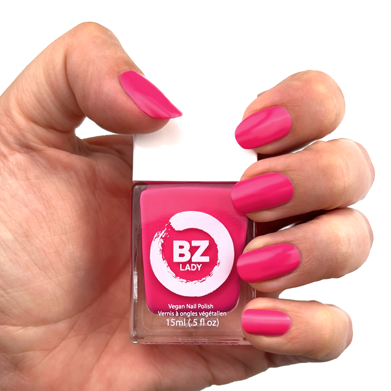 Vegan nail polish bright cocktail pink BZ Lady Santa Clarita