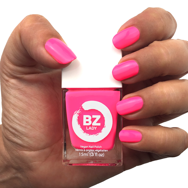 Vegan nail polish neon pink BZ Lady Rio