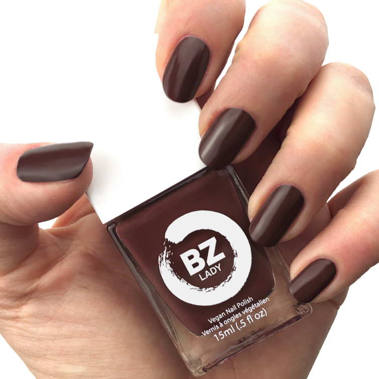 Vegan nail polish dark chocolate brown BZ Lady Brisbane