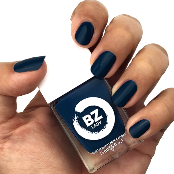 Vegan nail polish dark midnight blue BZ Lady Melbourne