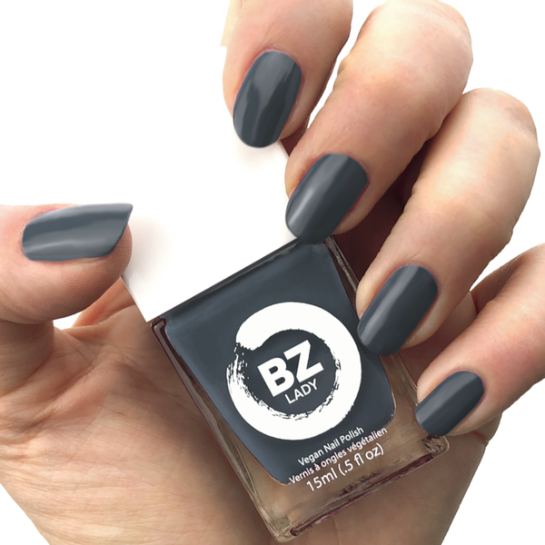 Vegan nail polish dark blue grey BZ Lady Banff